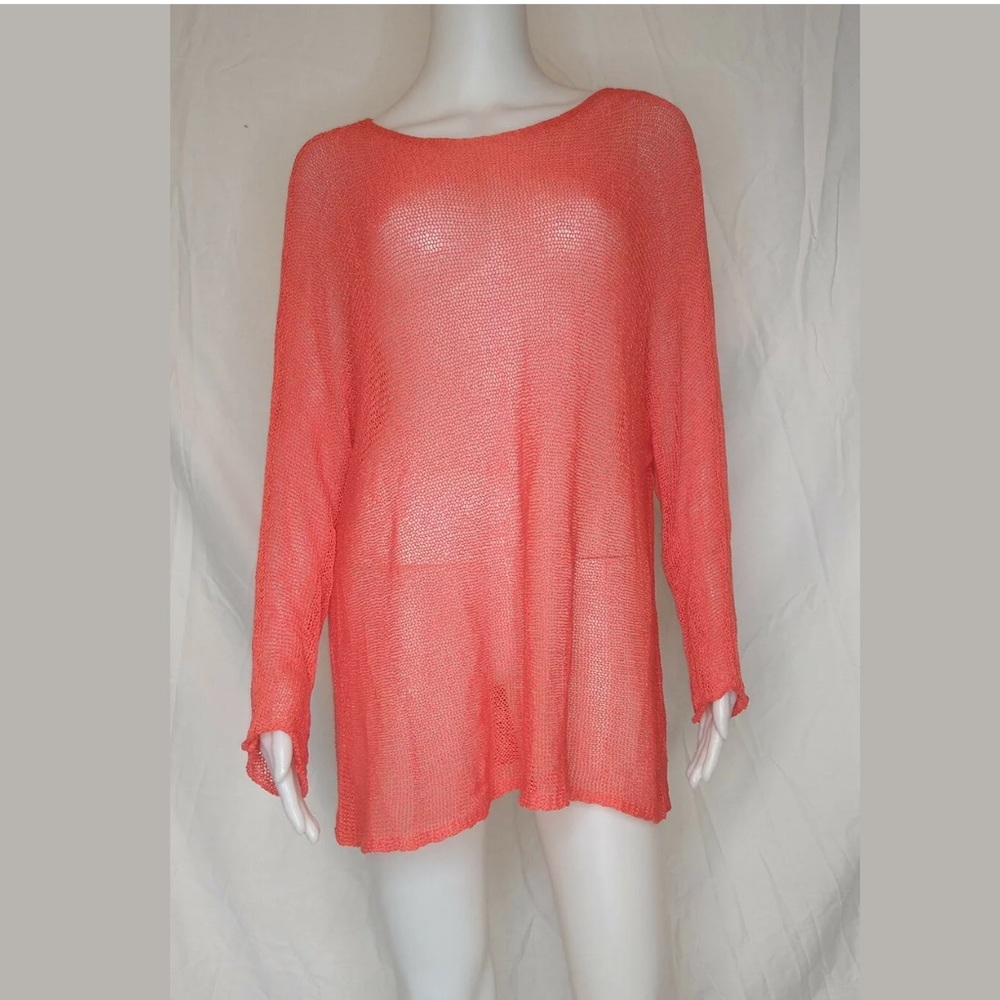 eileen fisher Orange Knit long Sleeve Top Size Xl.